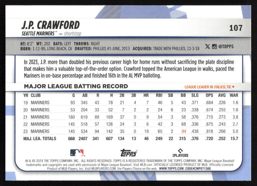 2024 Topps Big League #107 J.P. Crawford