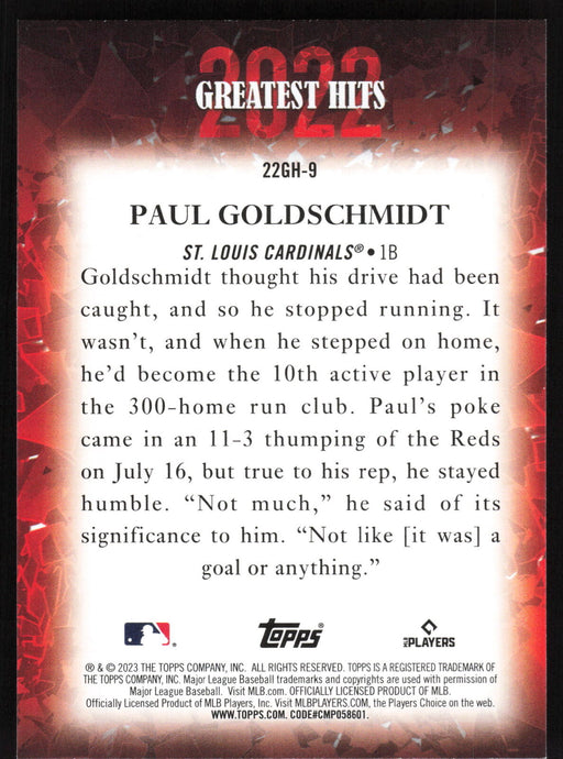 2023 Topps #22GH-9 Paul Goldschmidt 2022 Greatest Hits