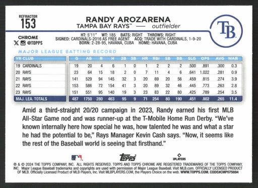 2024 Topps Chrome #153 Randy Arozarena Refractor