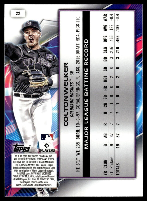 2022 Topps Chrome Cosmic #22 Colton Welker