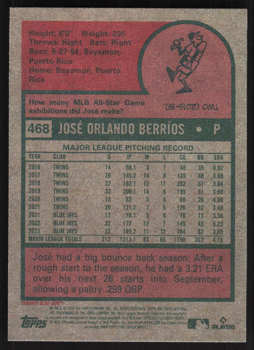 2024 Topps Heritage #468 José Berríos Base