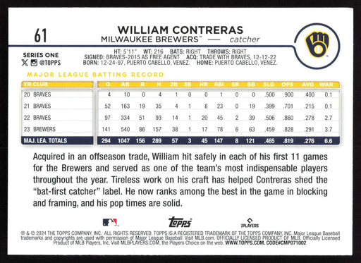 2024 Topps #61 William Contreras