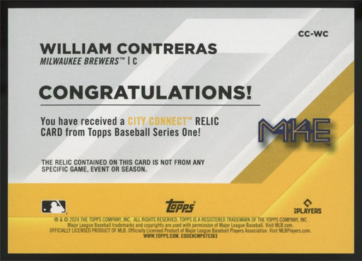 2024 Topps #CC-WC William Contreras City Connect