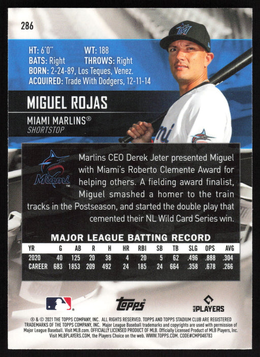 2021 Stadium Club Chrome #286 Miguel Rojas