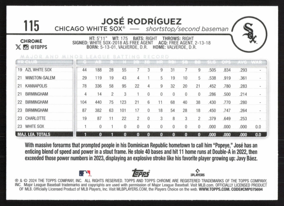 2024 Topps Chrome #115 José Rodríguez