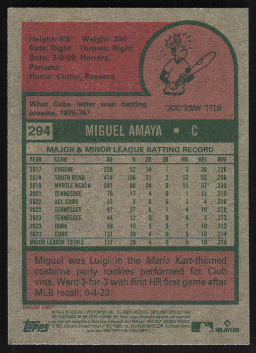 2024 Topps Heritage #294 Miguel Amaya Base