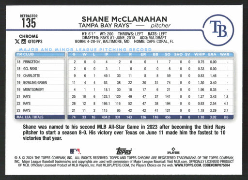 2024 Topps Chrome #135 Shane McClanahan Refractor