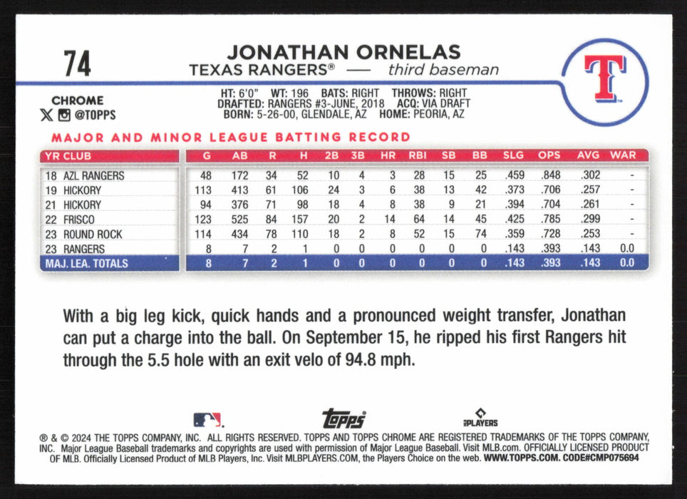 2024 Topps Chrome #74 Jonathan Ornelas