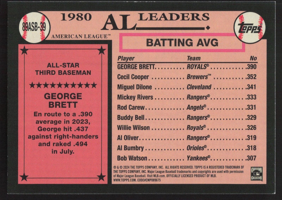 2024 Topps #89ASB-39 George Brett 1989 Topps Baseball All-Stars Foil