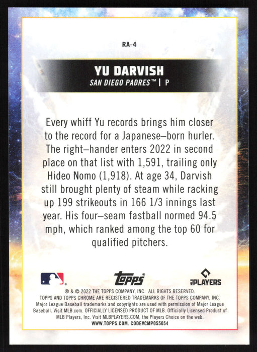 2022 Topps Chrome Cosmic #RA-4 Yu Darvish Rocket Arms