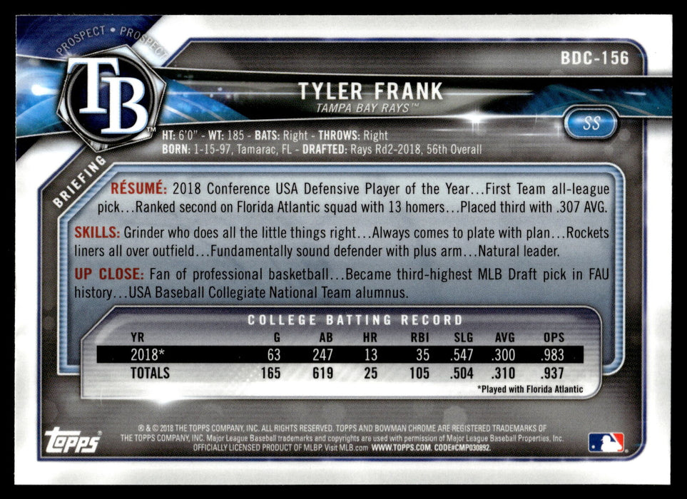 2018 Bowman Draft #BDC-156 Tyler Frank