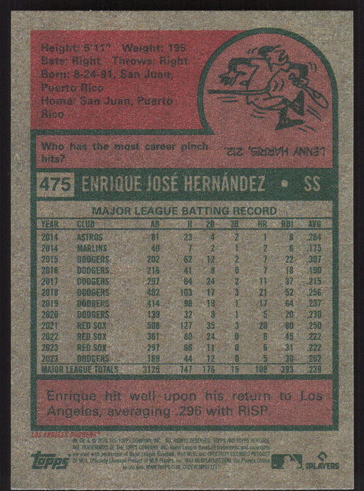 2024 Topps Heritage #475 Enrique Hernández