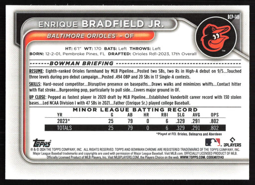 2024 Bowman #BCP-149 Enrique Bradfield Jr. Chrome Prospects