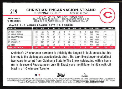 2024 Topps #219 Christian Encarnacion-Strand - 5 Card Player Lot - Rookie Card