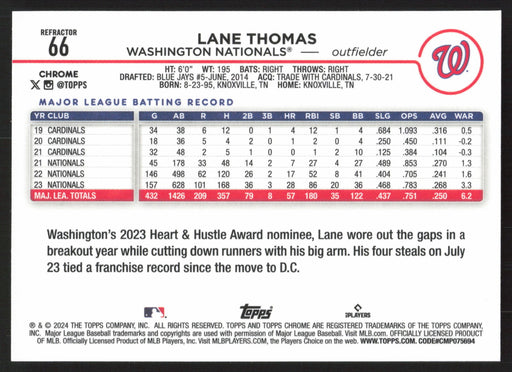 2024 Topps Chrome #66 Lane Thomas Refractor