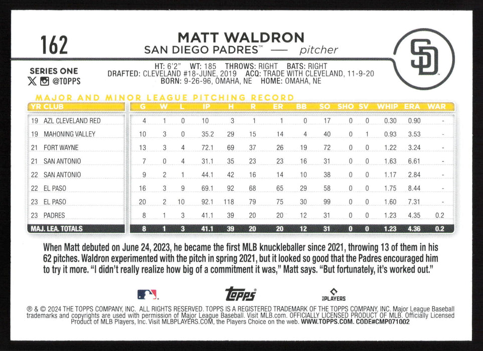 2024 Topps #162 Matt Waldron