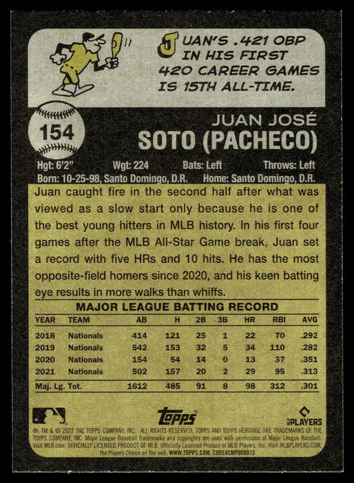 2022 Topps Heritage #154 Juan Soto