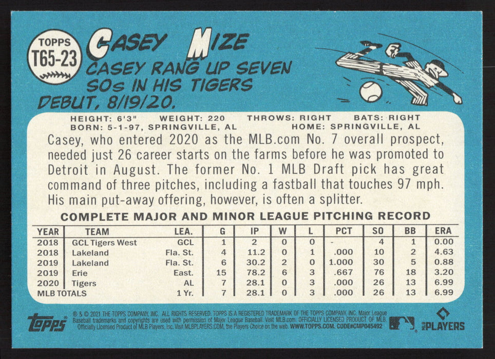 2021 Topps #T65-23 Casey Mize 1965 Topps Redux