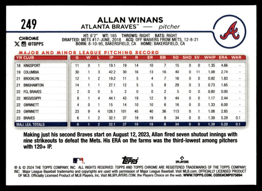 2024 Topps Chrome #249 Allan Winans X-Fractor