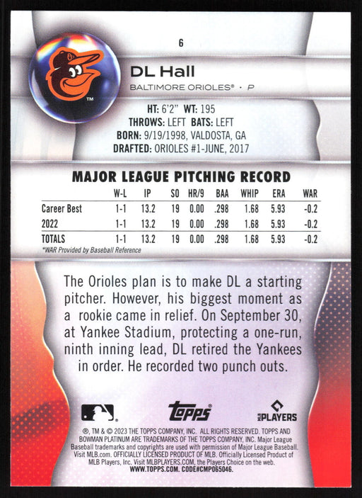 2023 Bowman Platinum #6 DL Hall