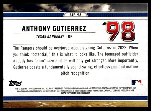 2023 Bowman #BTP-98 Anthony Gutierrez Bowman Scouts Top 100