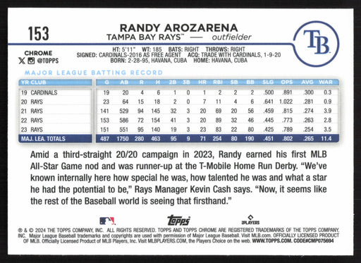 2024 Topps Chrome #153 Randy Arozarena