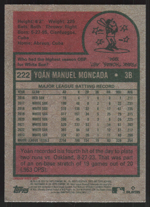 2024 Topps Heritage #222 Yoán Moncada Base