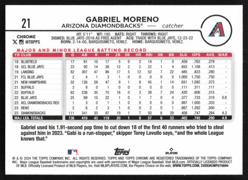 2024 Topps Chrome #21 Gabriel Moreno