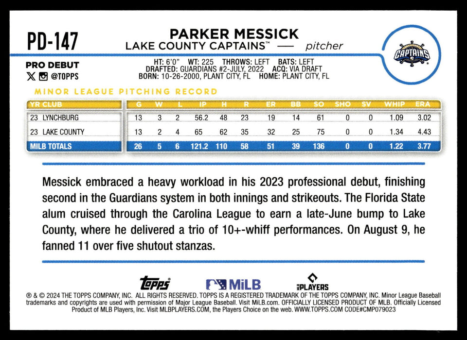 2024 Topps Pro Debut #PD-147 Parker Messick