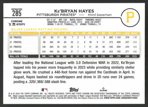 2024 Topps Chrome #285 Ke'Bryan Hayes Refractor