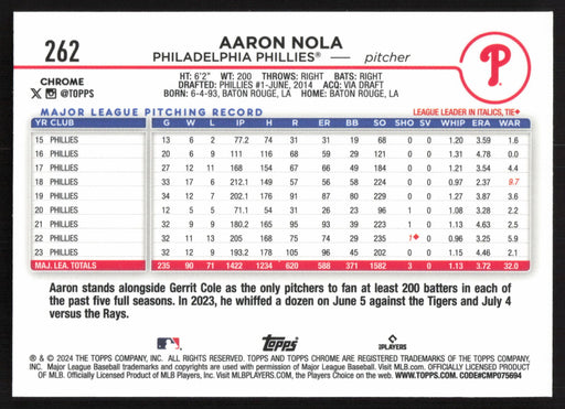 2024 Topps Chrome #262 Aaron Nola