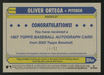 2022 Topps Update Series - 1987 Autographs #87BA-OO Oliver Ortega - Gold /50