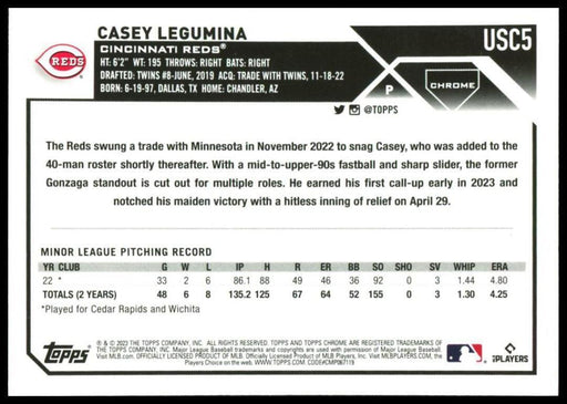 2023 Topps Chrome Update #USC5 Casey Legumina Pink Refractor