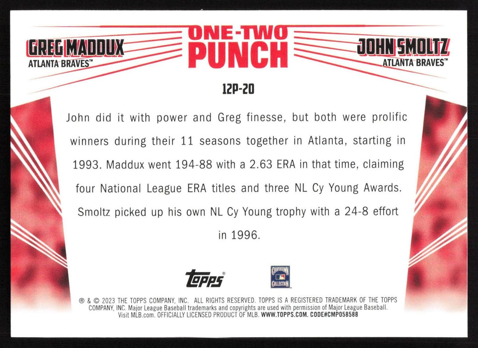 2023 Topps #12P-20 Greg Maddux / John Smoltz One-Two Punch