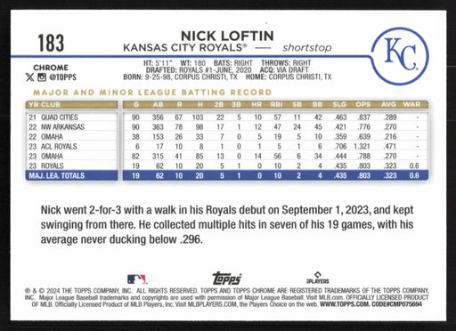 2024 Topps Chrome #183 Nick Loftin