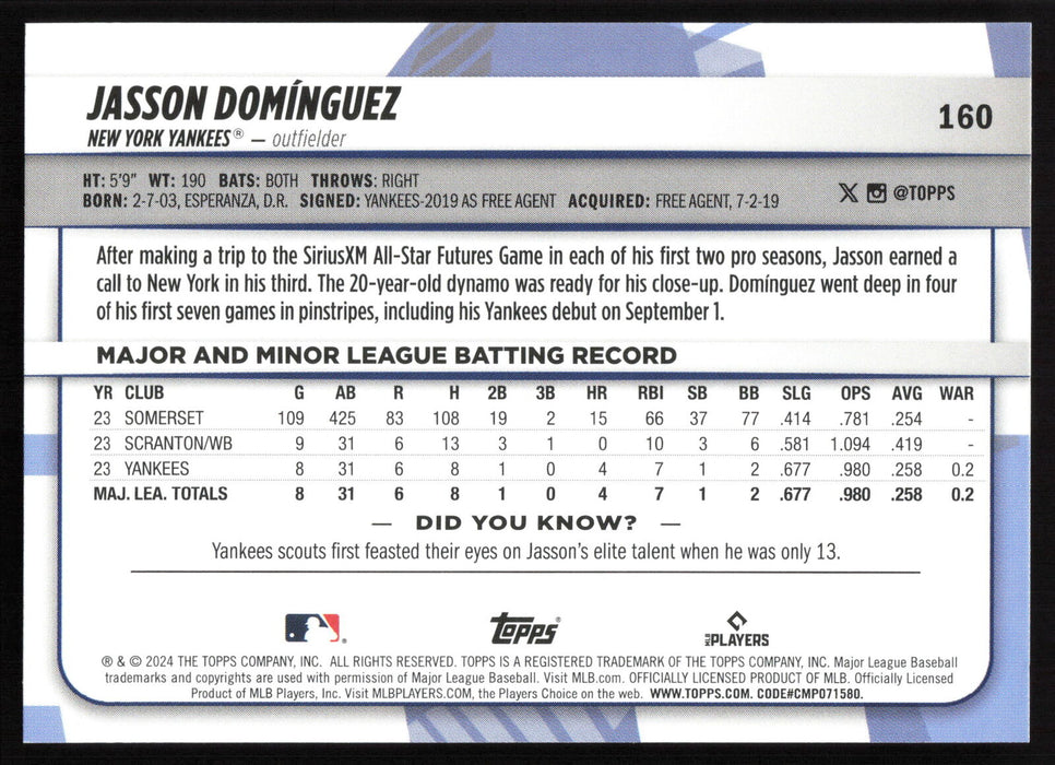 2024 Topps Big League #160 Jasson Domínguez