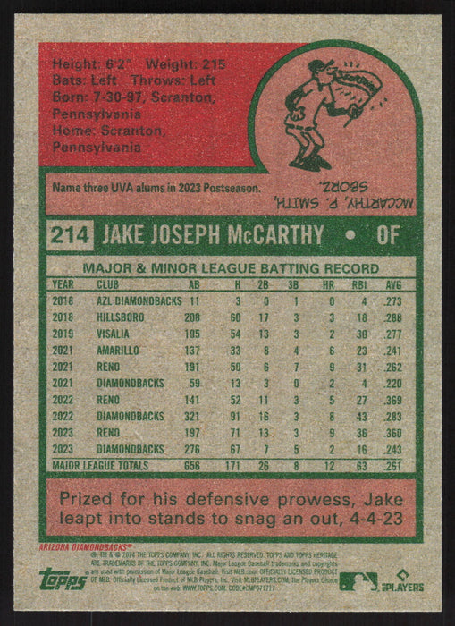 2024 Topps Heritage #214 Jake McCarthy