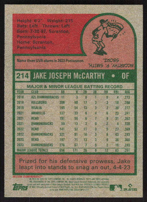 2024 Topps Heritage #214 Jake McCarthy