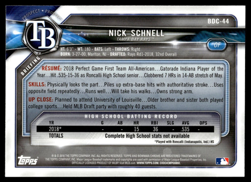 2018 Bowman Draft #BDC-44 Nick Schnell Chrome