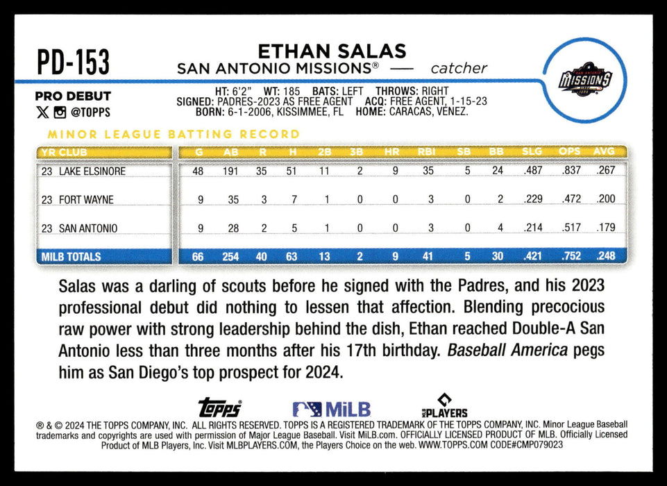 2024 Topps Pro Debut #PD-153 Ethan Salas