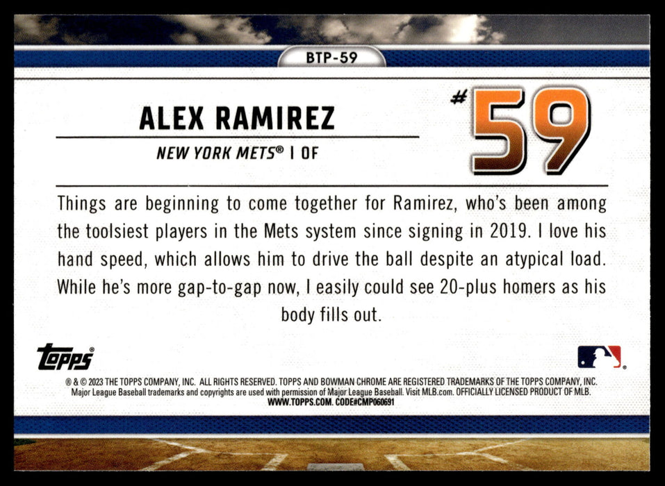 2023 Bowman #BTP-59 Alex Ramirez Bowman Scouts Top 100