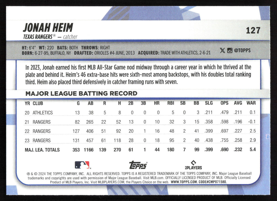 2024 Topps Big League #127 Jonah Heim