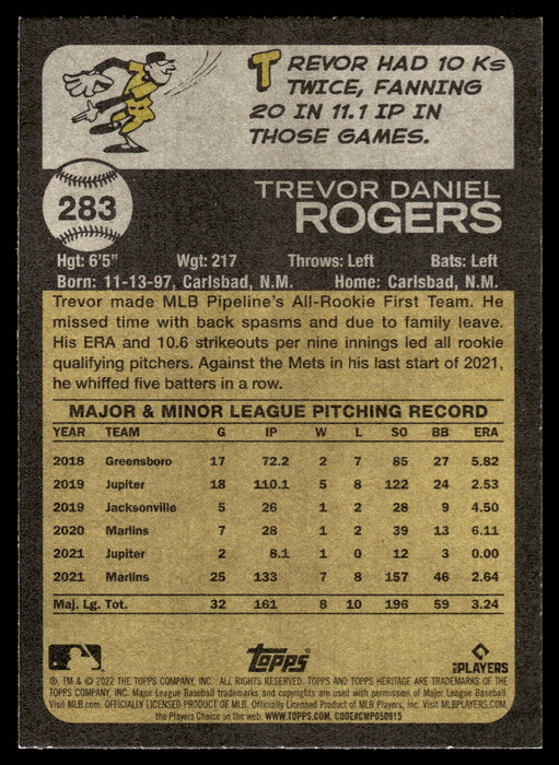 2022 Topps Heritage #283 Trevor Rogers