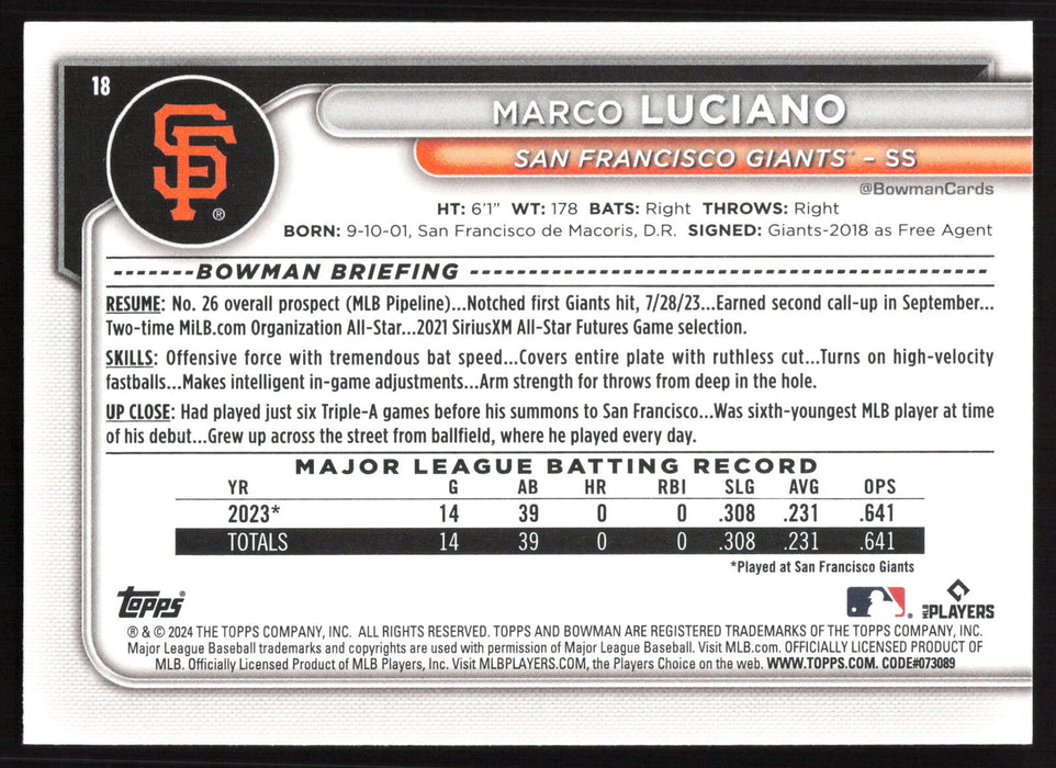 2024 Bowman #18 Marco Luciano