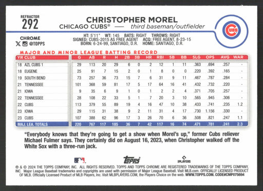 2024 Topps Chrome #292 Christopher Morel Refractor