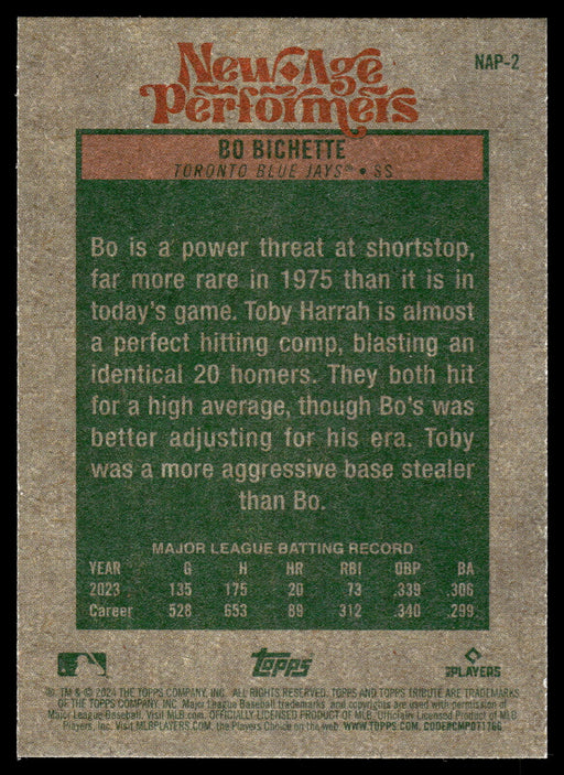 2024 Topps Heritage #NAP-2 Bo Bichette New Age Performers