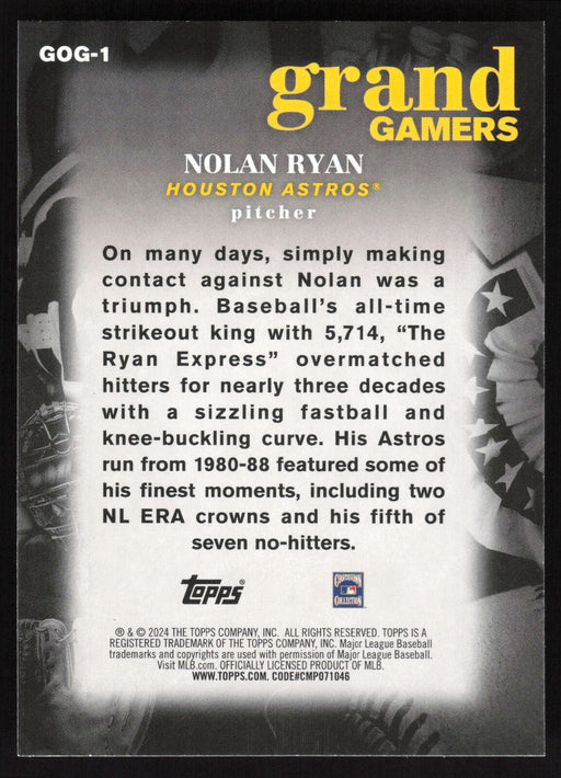 2024 Topps #GOG-1 Nolan Ryan Grand Gamers