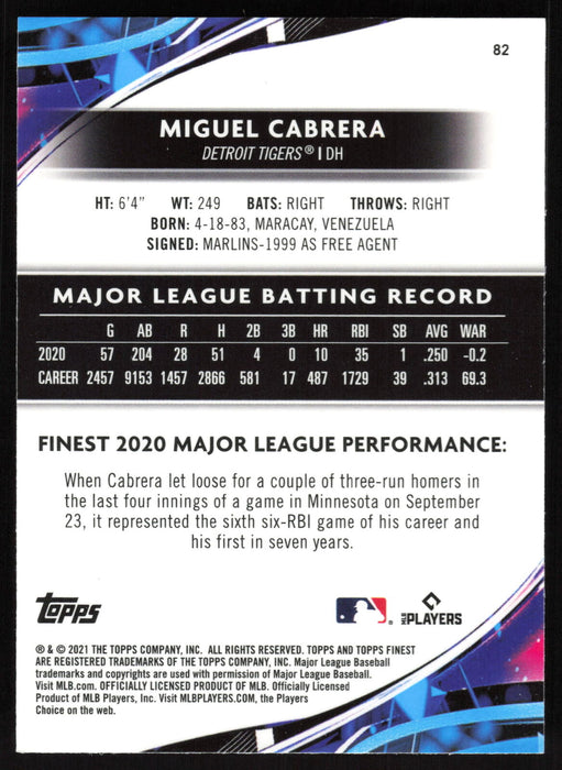 2021 Finest #82 Miguel Cabrera