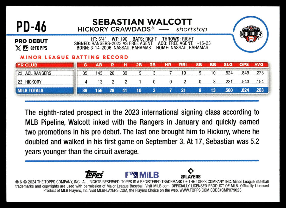 2024 Topps Pro Debut #PD-46 Sebastian Walcott