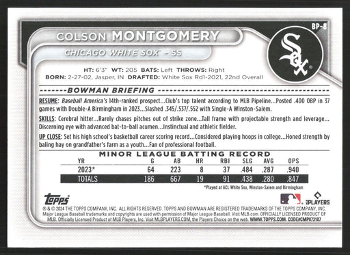 2024 Bowman #BP-8 Colson Montgomery Base